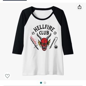 Netflix stranger things for hellfire club baseball shirt Ladies XXL